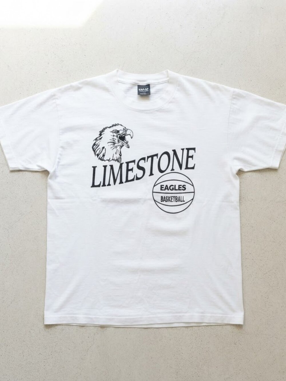 Vintage 1987 Limestone Eagles Basketball School Sports White T-Shirt S-4XL